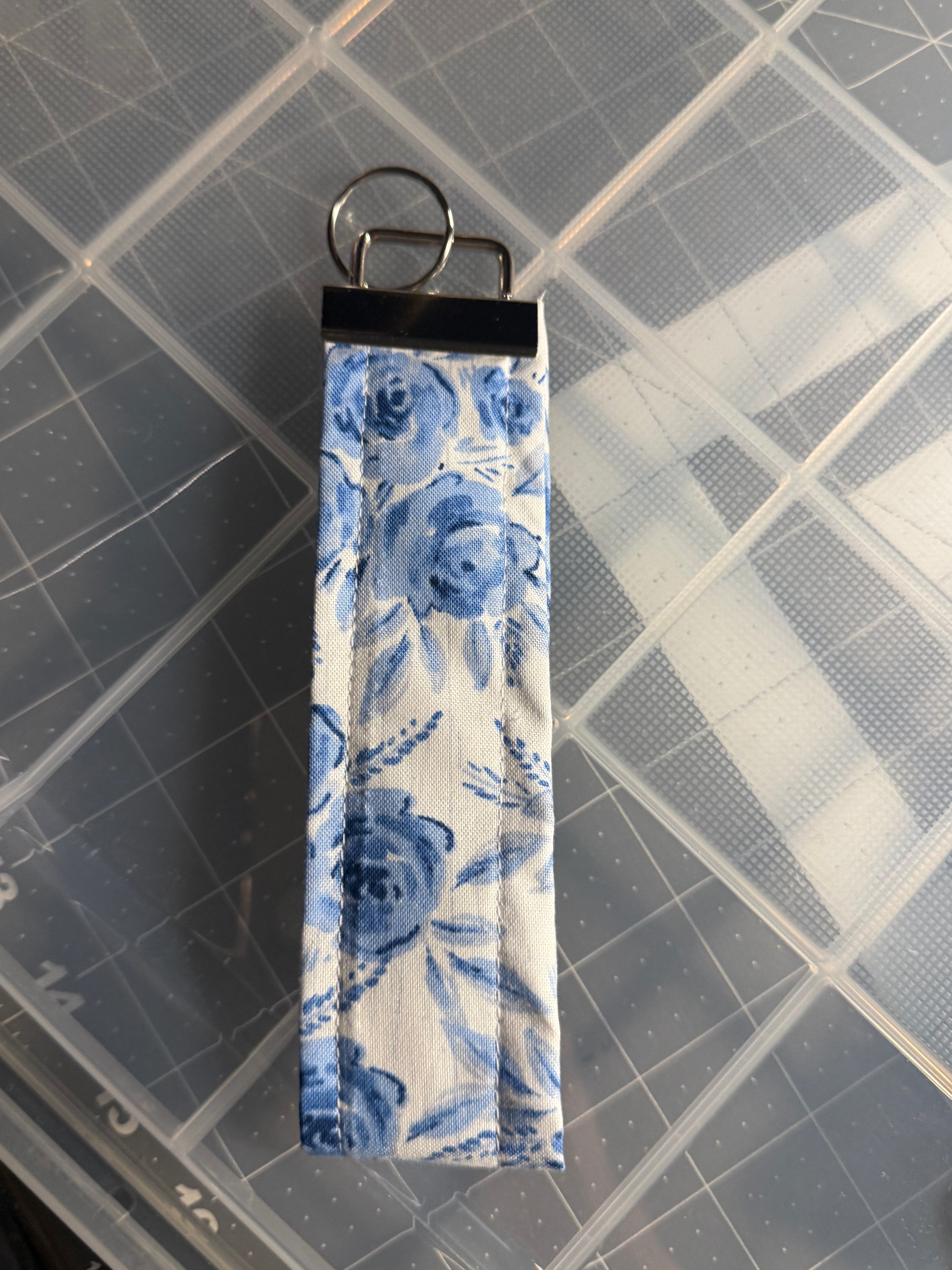 Blue Rose Wristlet Key Chain