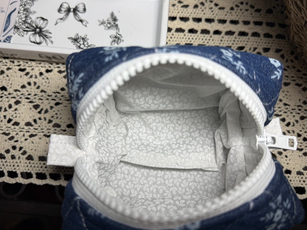 Denim Daisy Small Makeup Bag