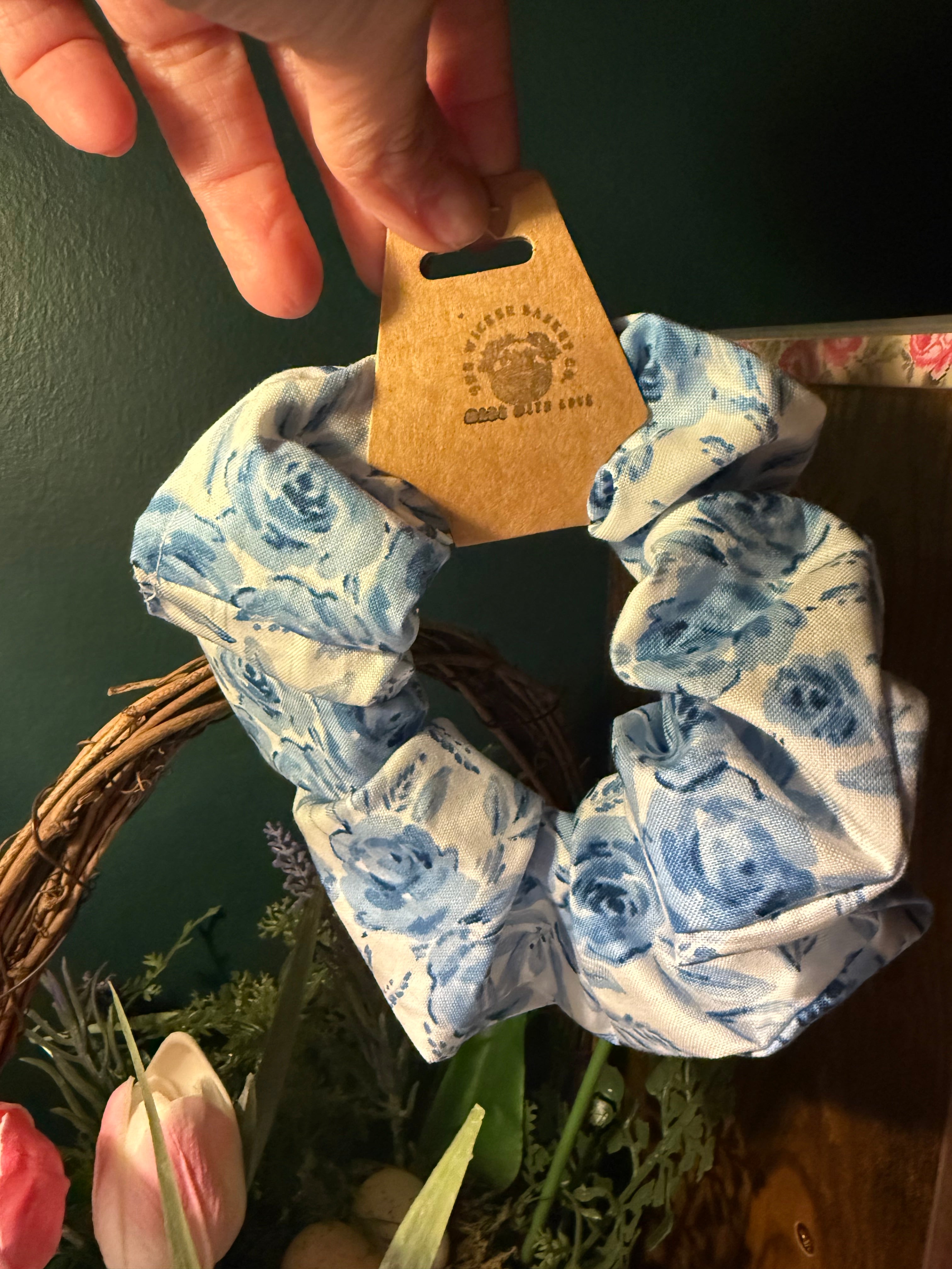 Blue Rose Hair Scrunchie