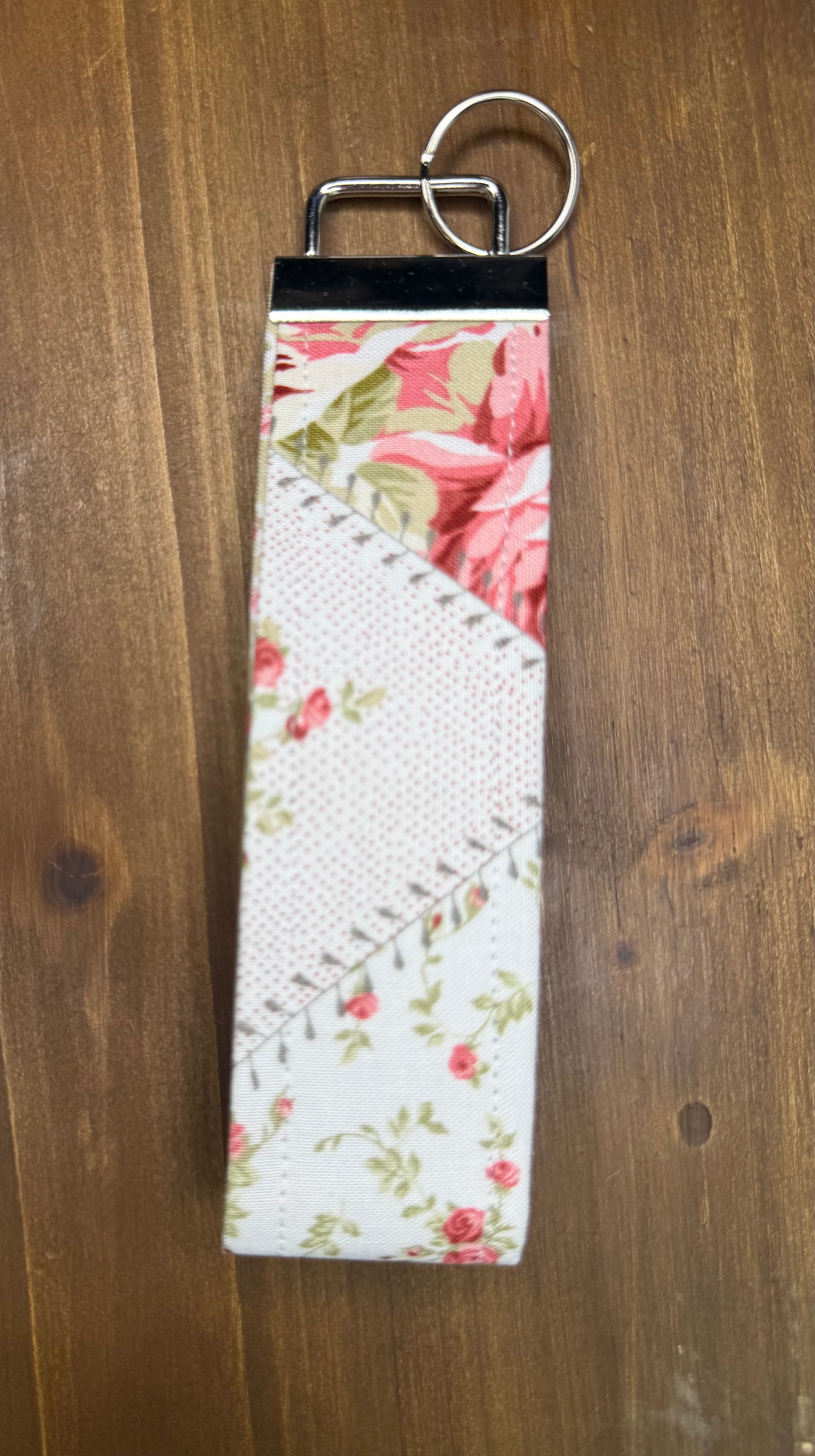 Cottage Floral Wristlet Key Chain