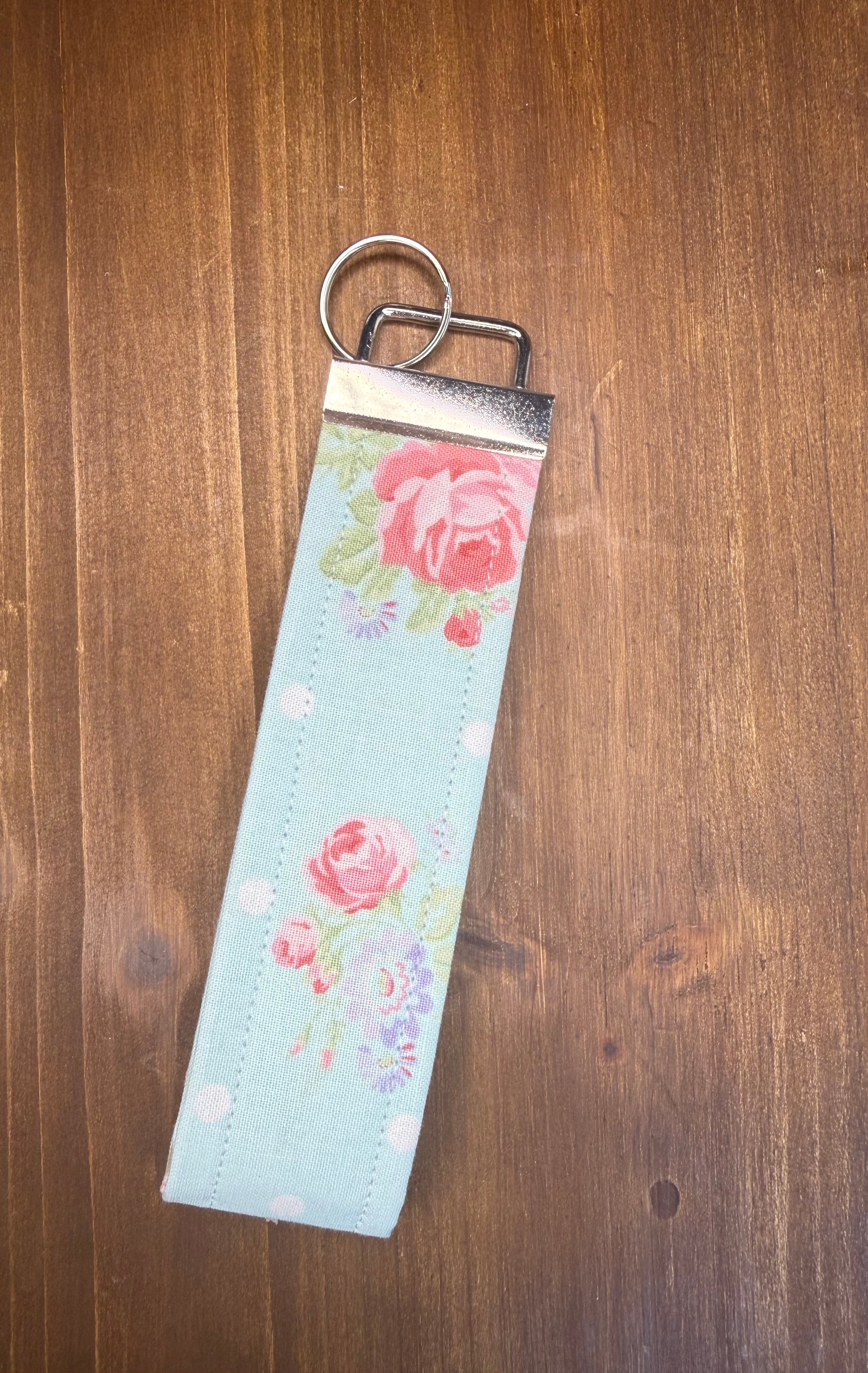 Tea Rose Keychain Wristlet