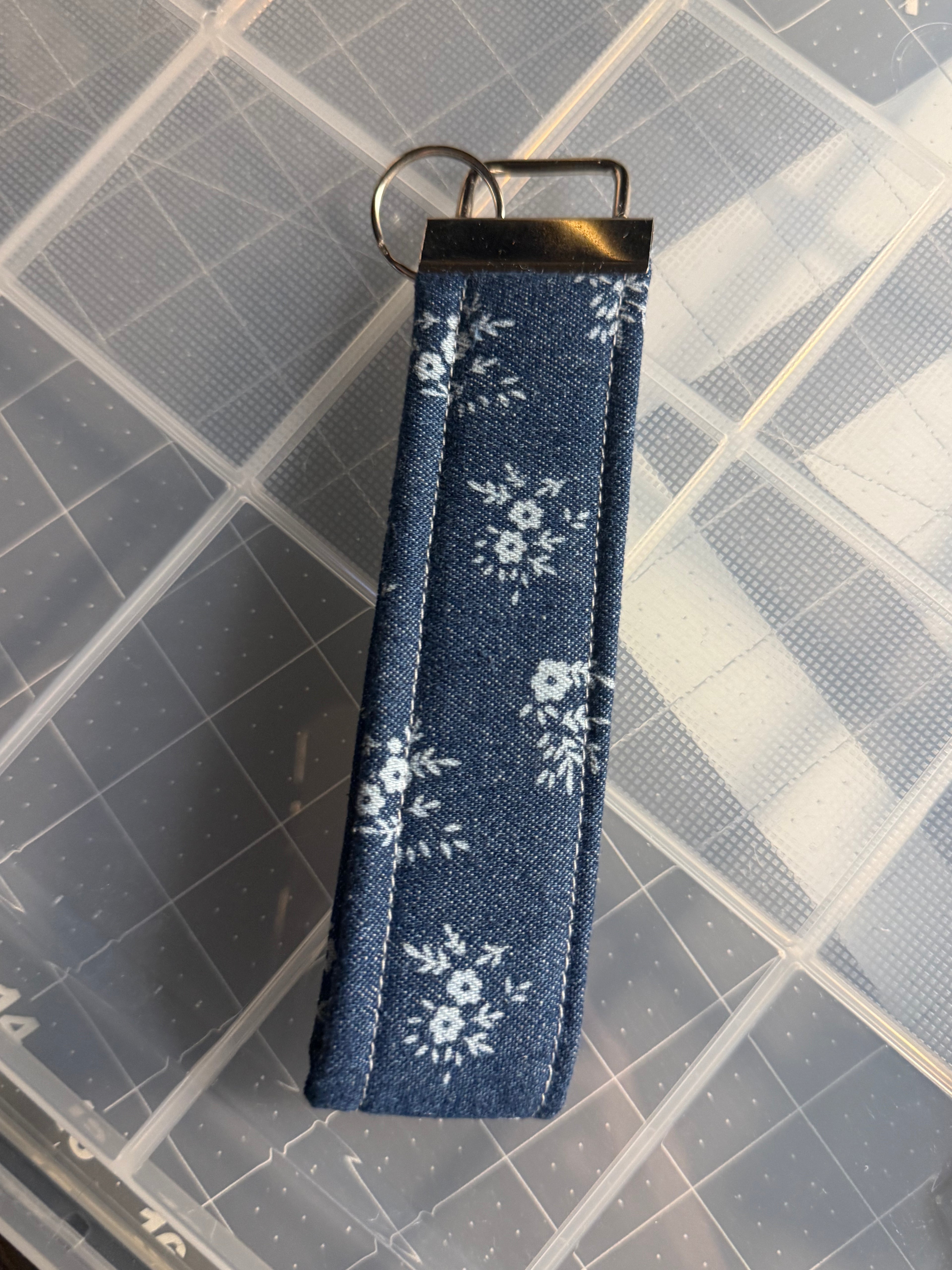 Denim Daisy Wristlet Key Chain