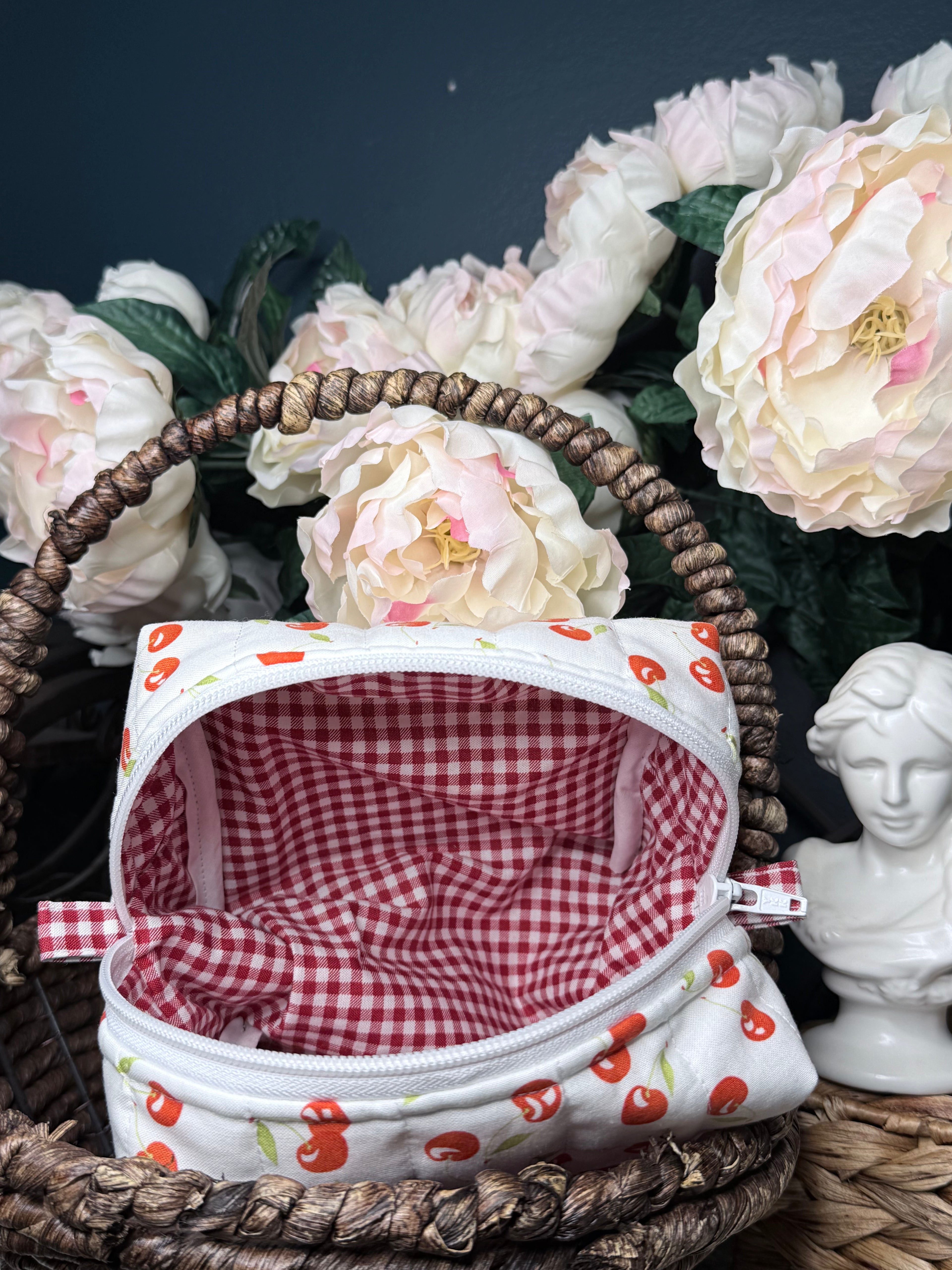 Cherry Medium Boxy Makeup Bag