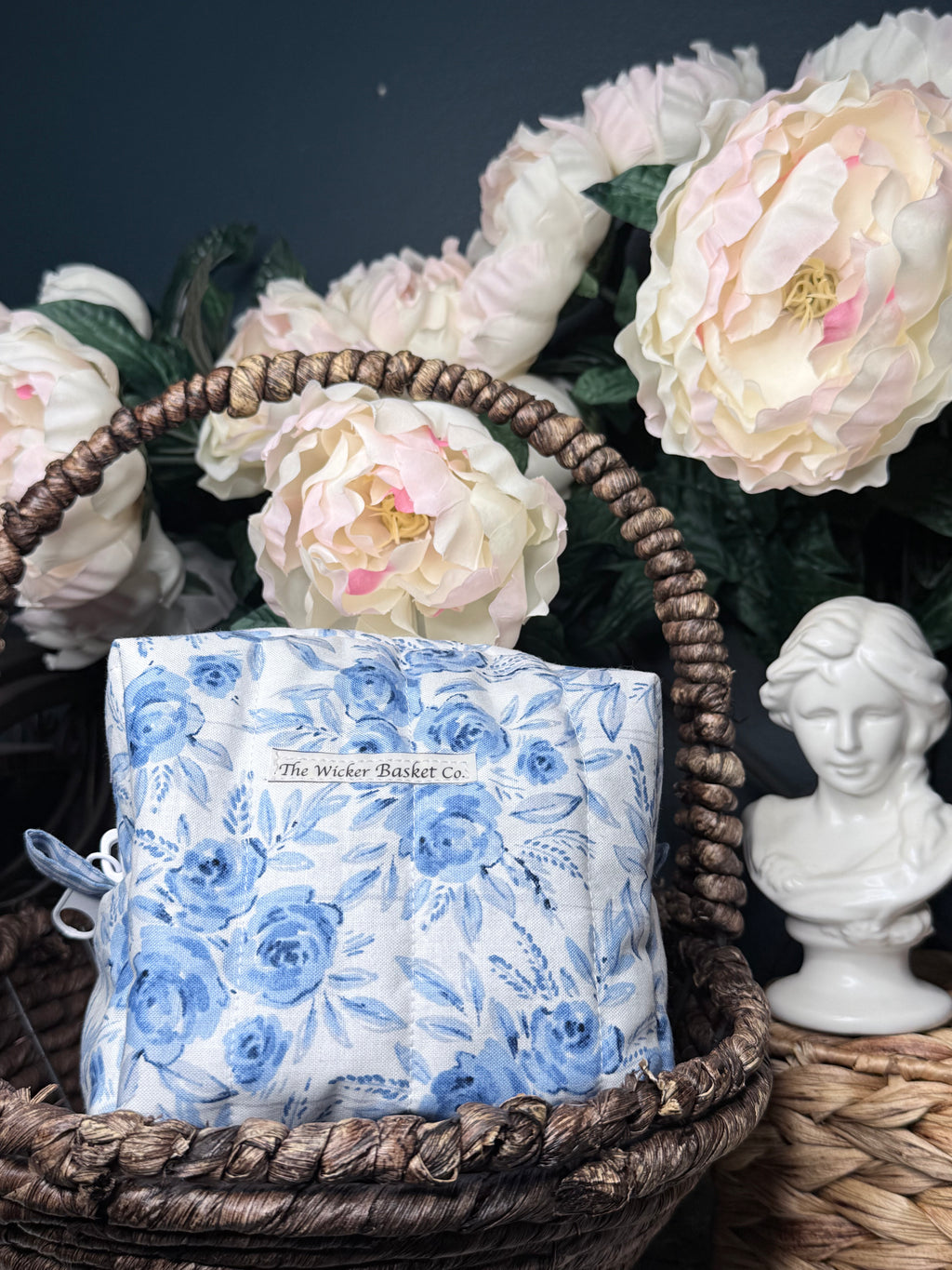 Blue Rose Medium Makeup Bag
