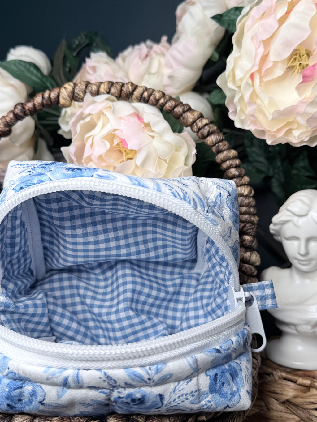 Blue Rose Medium Makeup Bag
