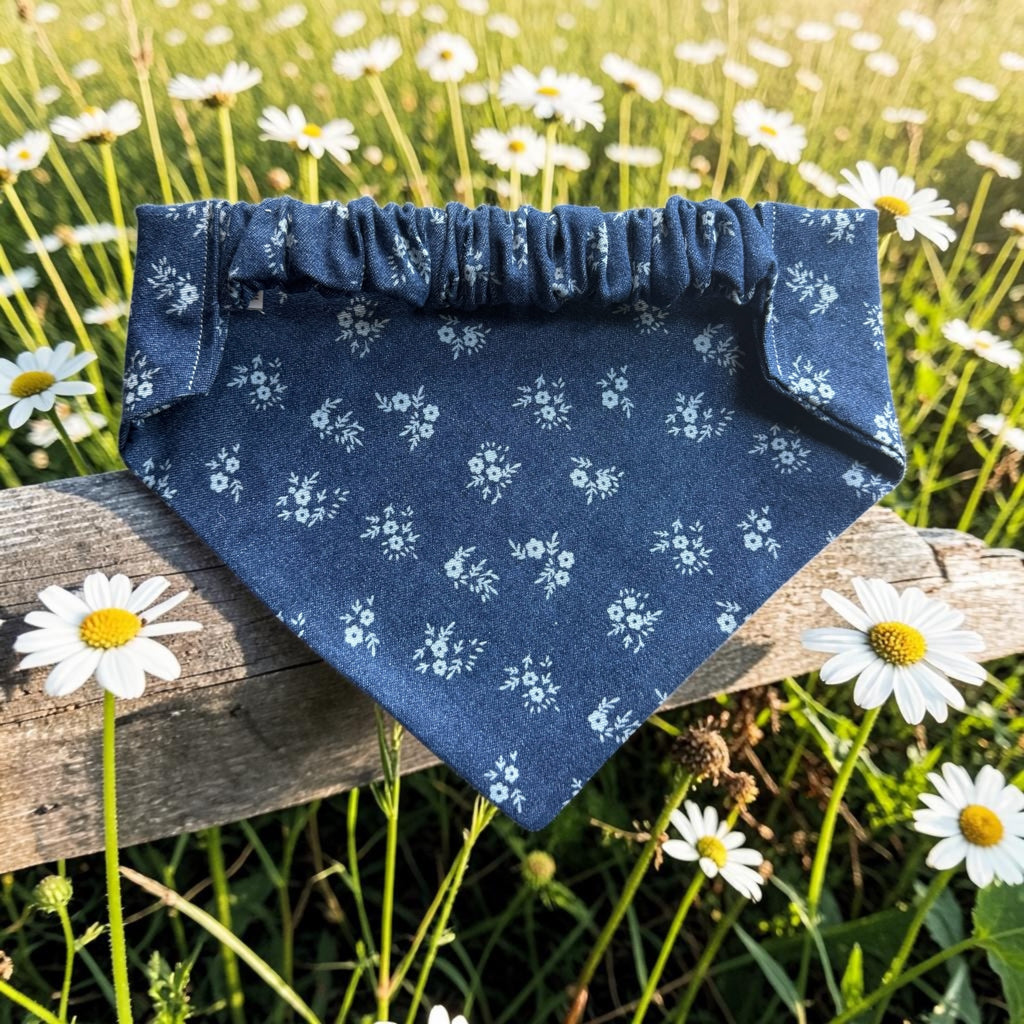Denim Daisy  Scrunchie Bandana