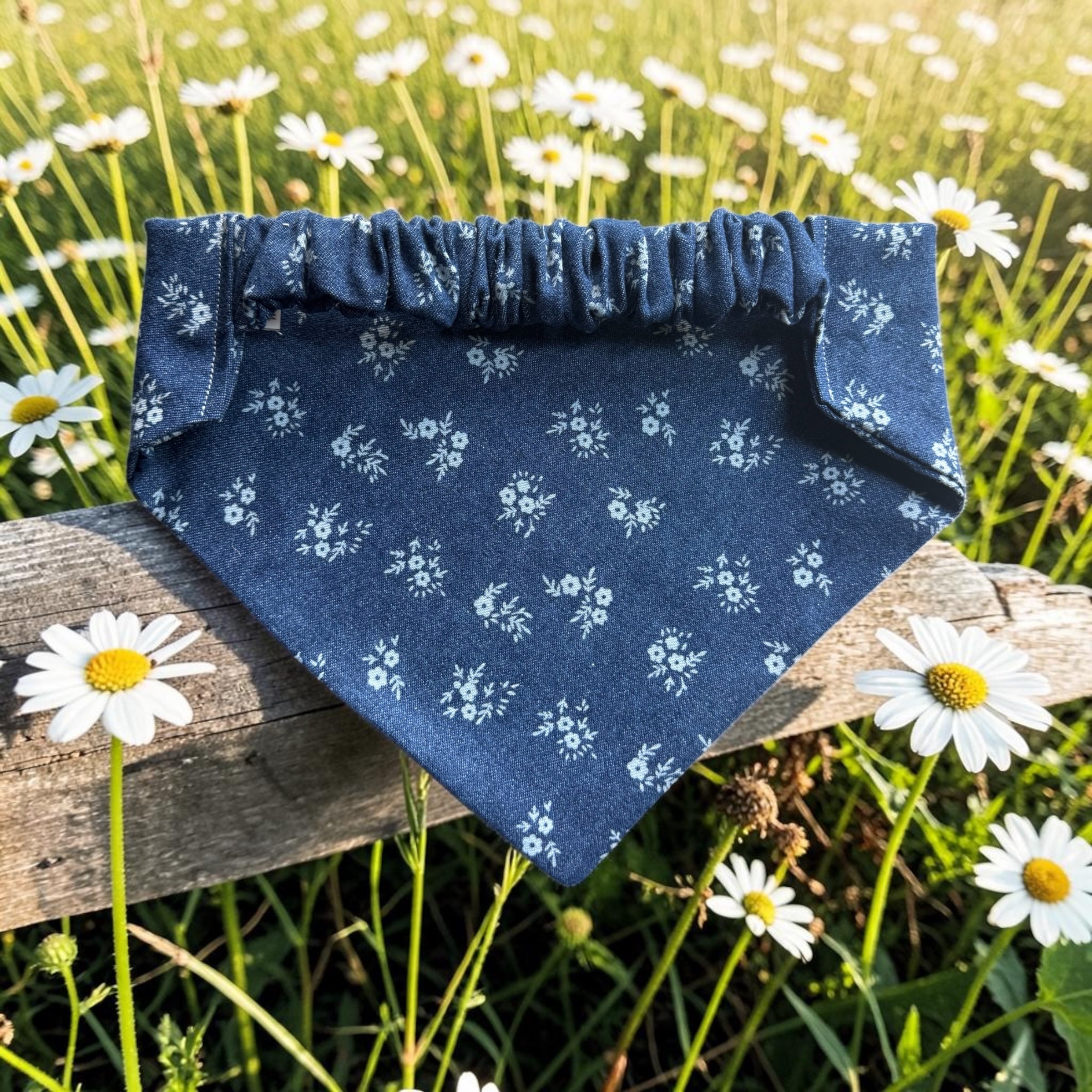 Denim Daisy  Scrunchie Bandana