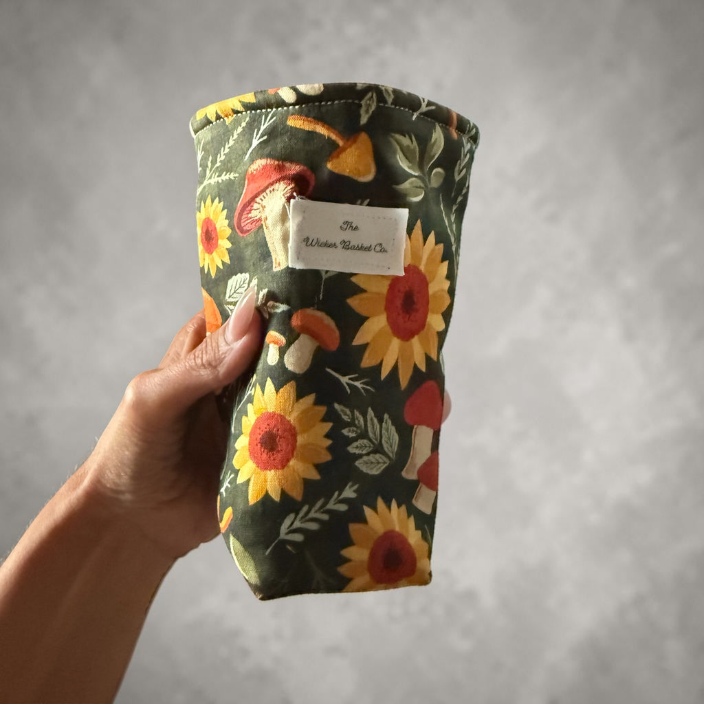 Fall Mushroom Fabric Cup Coozie