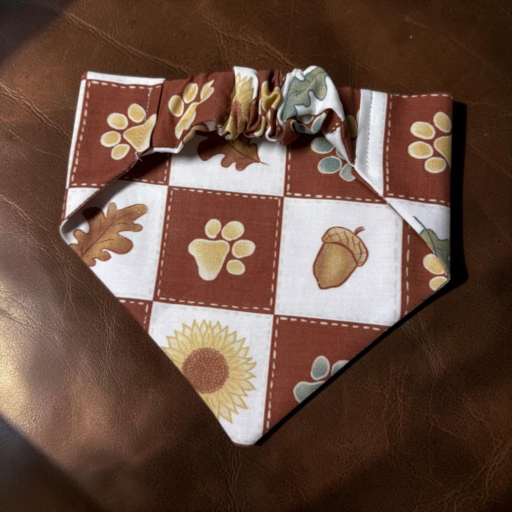 Quilted Fall Paw Scrunchie Bandana