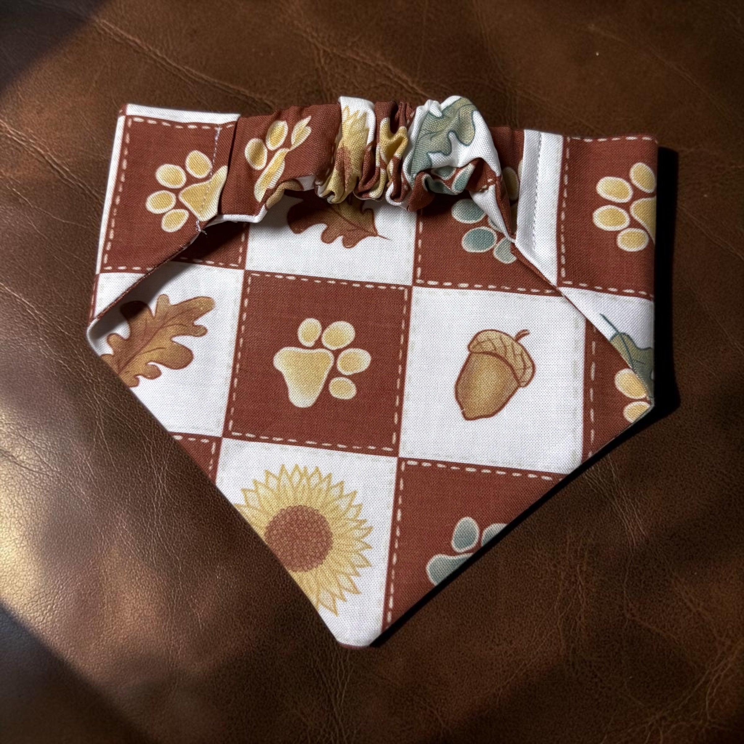 Quilted Fall Paw Scrunchie Bandana