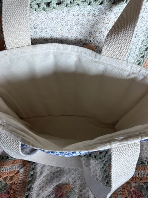 Blue Floral Shopper Tote