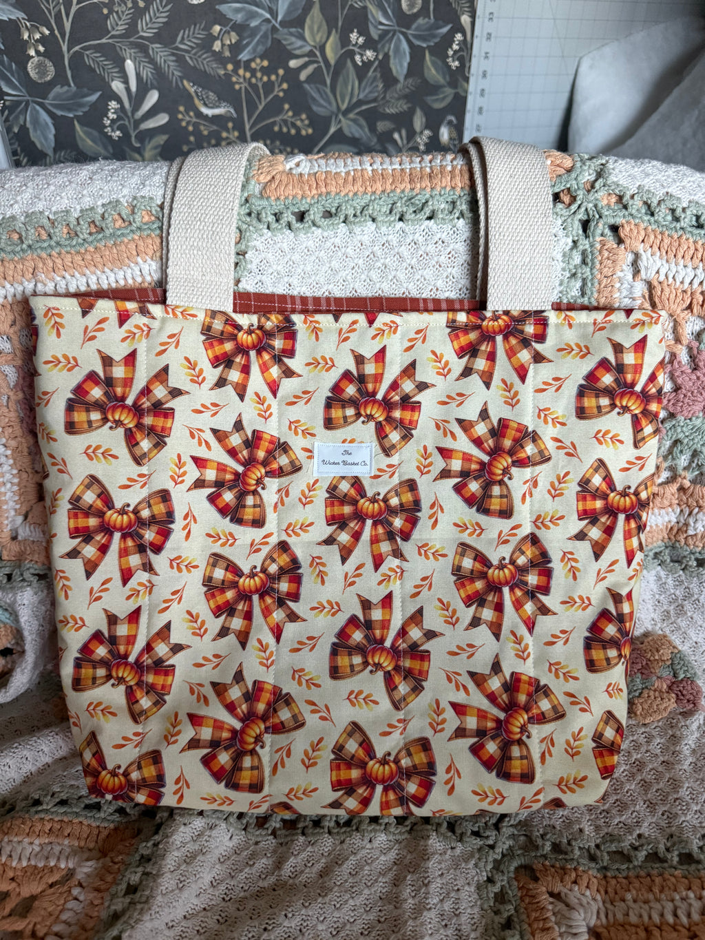 Pumpkin Bow Tote Orange Liner