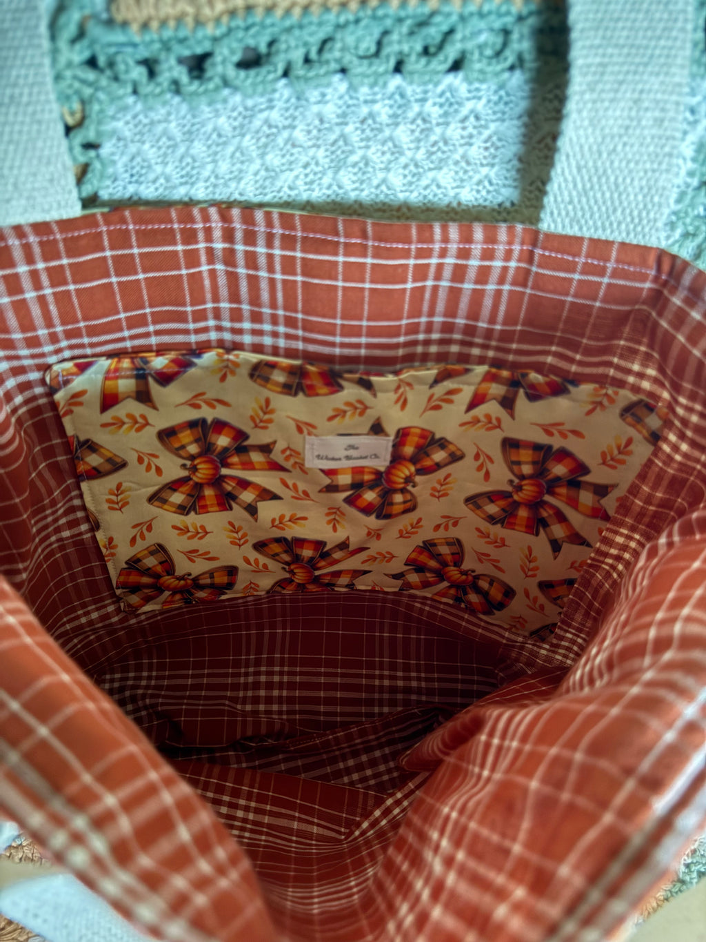 Pumpkin Bow Tote Orange Liner