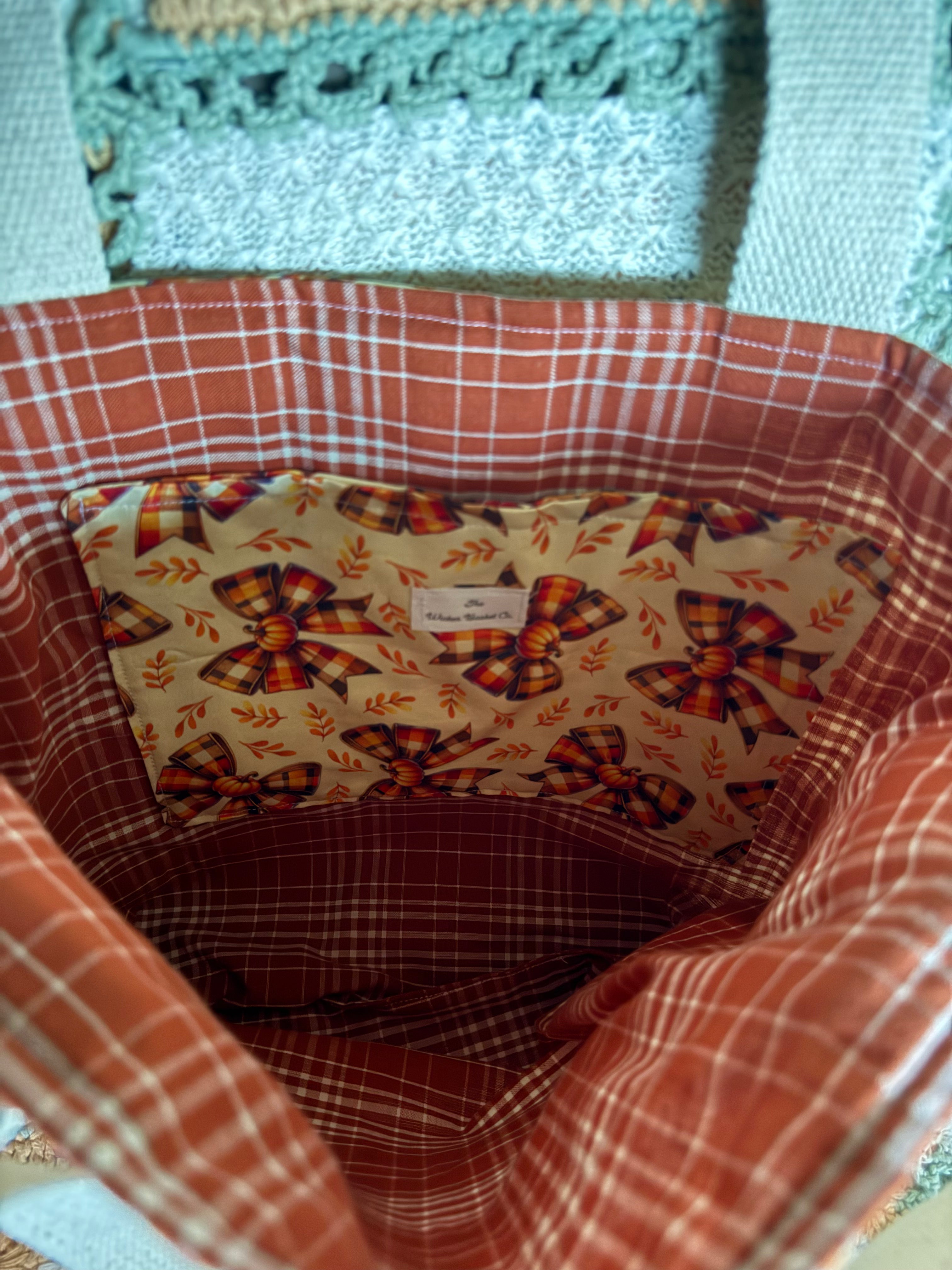 Pumpkin Bow Tote Orange Liner
