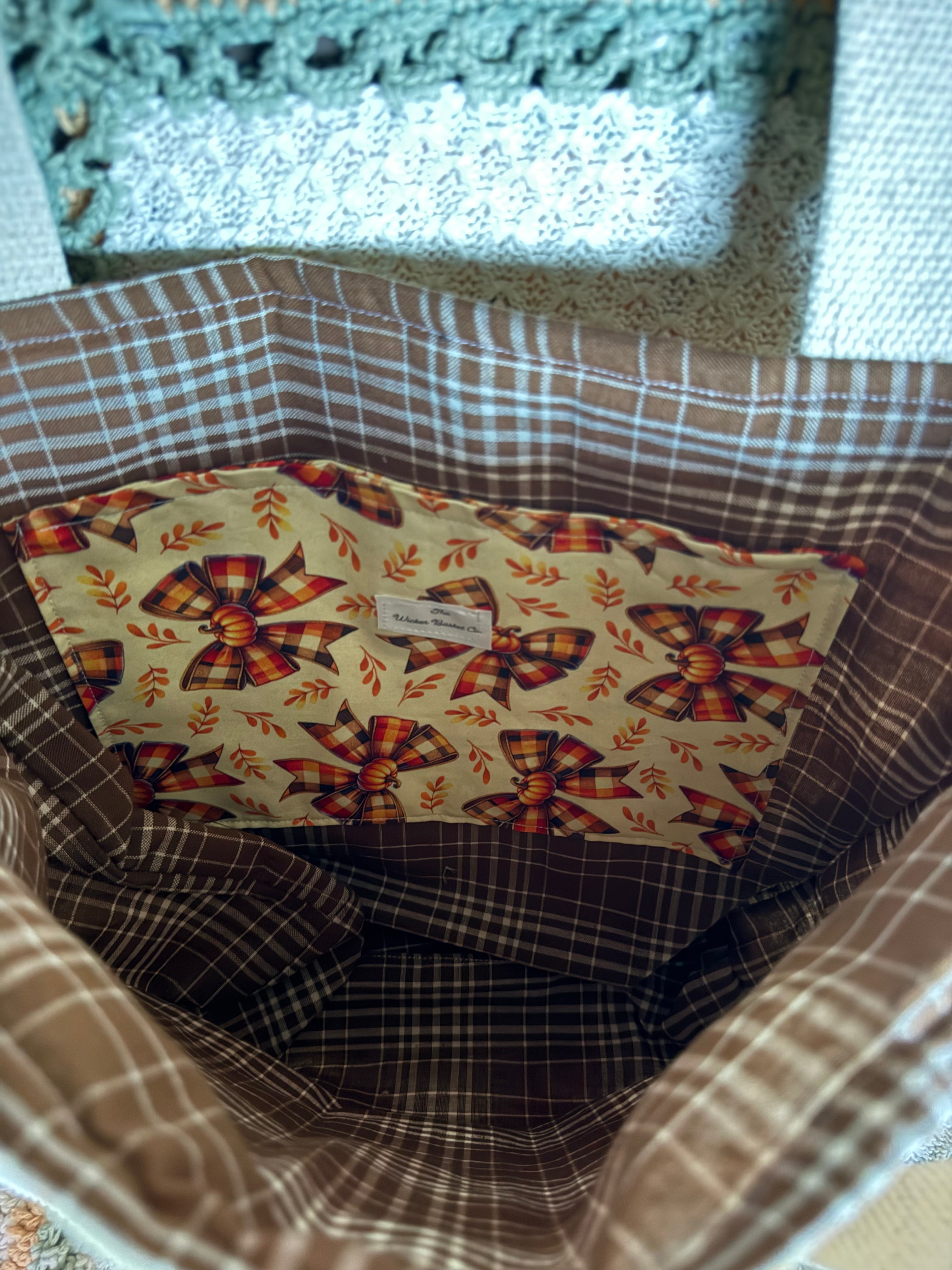 Pumpkin Bow Tote Brown Liner