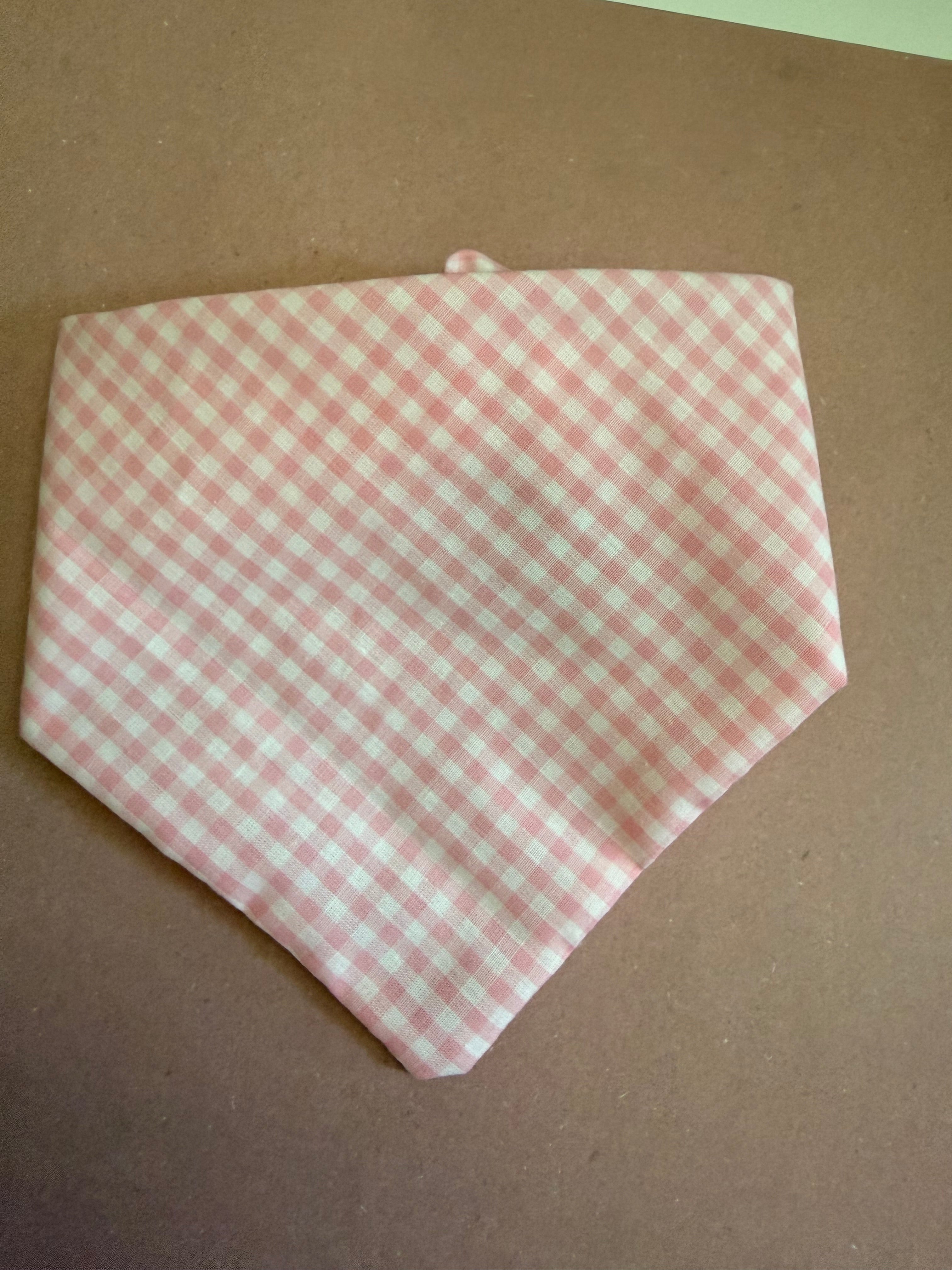 Pink Gingham Scrunchie Bandana