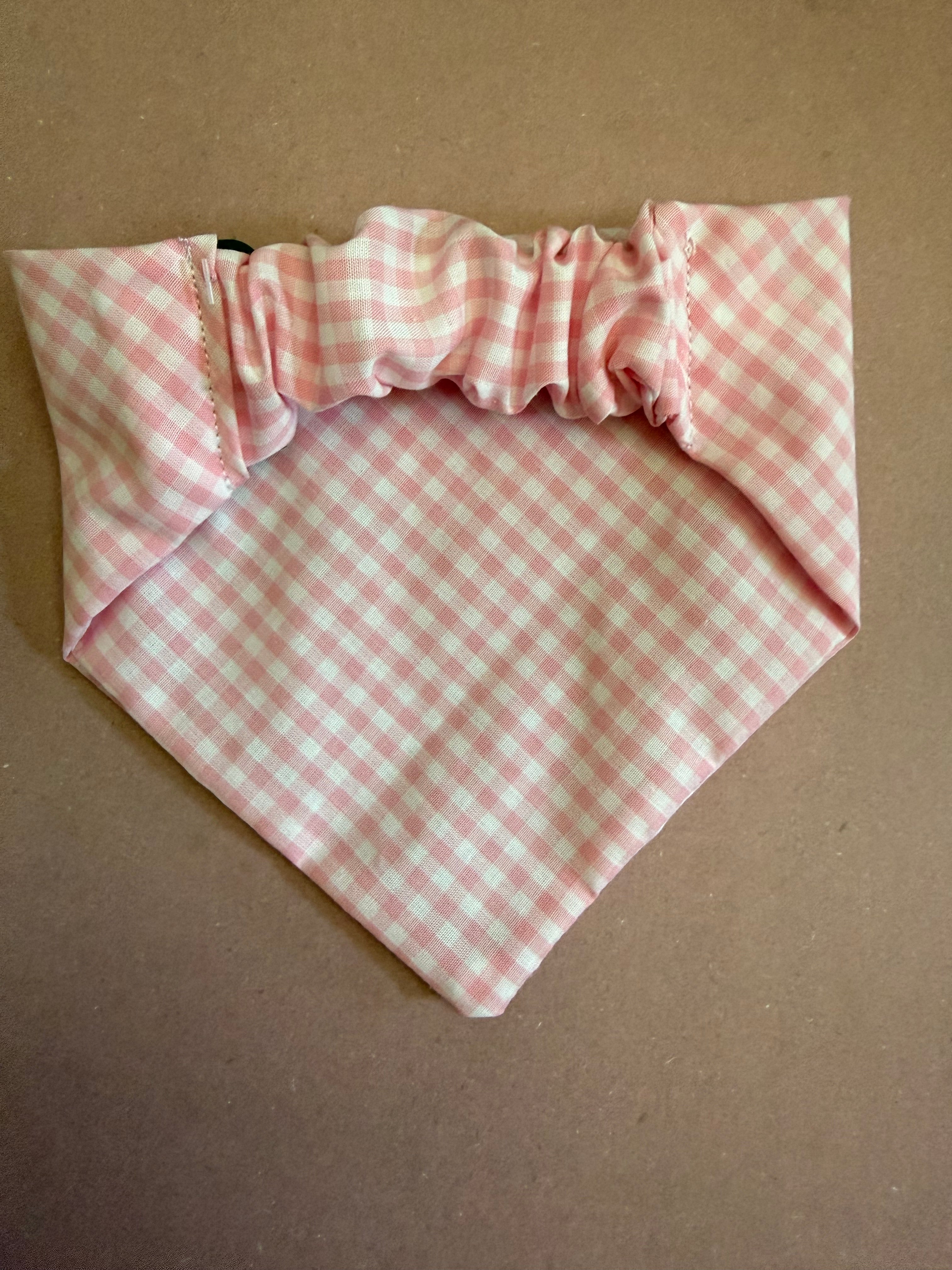 Pink Gingham Scrunchie Bandana