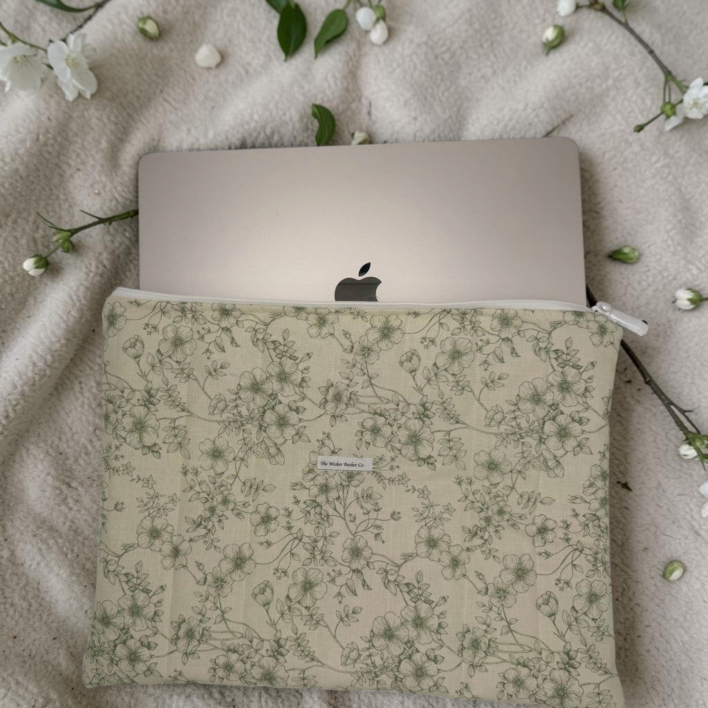Vintage Sage Floral Laptop Sleeve