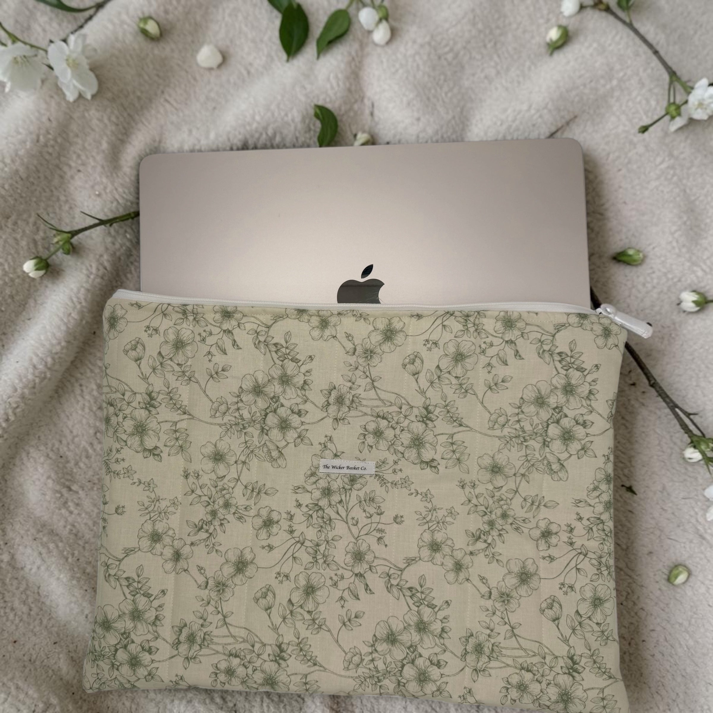 Vintage Sage Floral Laptop Sleeve